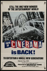 9p879 THIS IS CINERAMA advance 1sh R1973 back to entertain a whole new generation, roller coaster!