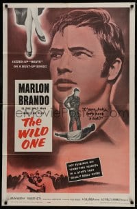 9p971 WILD ONE 1sh R1960 great images of ultimate biker Marlon Brando!