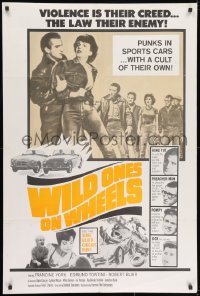 9p972 WILD ONES ON WHEELS 1sh 1967 Francine York, Edmund Tontini, Robert Blair, young rebels!