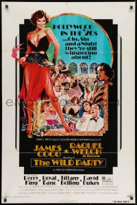 9p973 WILD PARTY 1sh 1975 AIP, super sexy flapper Raquel Welch, art by Akimoto!