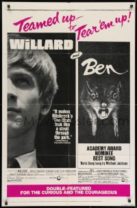 9p975 WILLARD/BEN 1sh 1973 classic killer rat movies teamed up to tear 'em up!