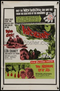 9p977 WITCHCRAFT/HORROR OF IT ALL 1sh 1964 Lon Chaney Jr, they returned to reap BLOOD HAVOC!