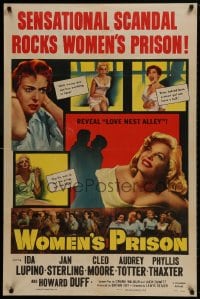 9p980 WOMEN'S PRISON 1sh 1954 Ida Lupino & super sexy convict Cleo Moore, sensational scandal!