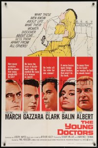 9p990 YOUNG DOCTORS 1sh 1961 Fredric March, Ben Gazzara, Dick Clark broke all the rules!