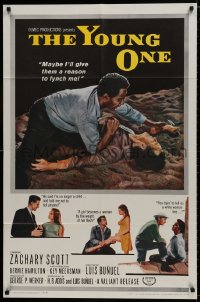 9p994 YOUNG ONE 1sh 1961 Luis Bunuel vs Mexican racism, Zachary Scott, La Joven!