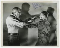 9r426 JOHN AGAR signed 8.25x10 still 1959 great close up with monster in Invisible Invaders!