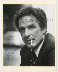 9r902 JOHN CASSAVETES signed 7.5x9 REPRO still 1980s head & shoulders portrait with cigarette!