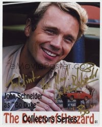 9r599 JOHN SCHNEIDER signed color 8x10 publicity still 1990s great smiling portrait of TV's Bo Duke!