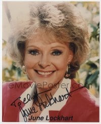 9r601 JUNE LOCKHART signed color 8x10 publicity still 1990s smiling portrait later in her career!