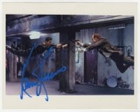 9r720 KEANU REEVES signed color 8x10 REPRO still 2000s fighting Hugo Weaving in The Matrix!