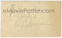 9r230 JULIE ADAMS signed 3x5 album page 1950s it can be framed & displayed with a repro!