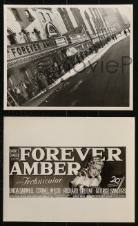 9s789 FOREVER AMBER 4 8x10 stills 1947 Otto Preminger, huge line outside theater and poster art!