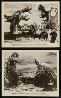 9s791 GIGANTIS THE FIRE MONSTER 4 8x10 stills 1959 great images of Godzilla & Angurus battling!