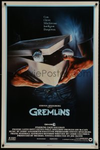 9w670 GREMLINS advance 1sh 1984 cute, clever, mischievous, dangerous, Joe Dante, cool John Alvin art!