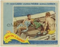 9y312 BOY ON A DOLPHIN LC #7 1957 sexiest Sophia Loren lounging in only a towel on boat!