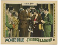 9y319 BUSH LEAGUER LC 1927 happy Monte Blue shakes hands with pretty Leila Hyams wearing fur!