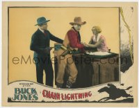 9y336 CHAIN LIGHTNING LC 1927 Buck Jones with gun stops bad guy manhandling pretty Diane Ellis!