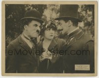 9y347 CHASE ME CHARLIE LC R1920s Tramp Charlie Chaplin in staredown with guy in top hat by lady!