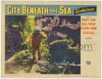 9y352 CITY BENEATH THE SEA LC #5 1953 great image of deep sea diver on elaborate underwater set!