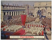 9y353 CLEOPATRA roadshow LC 1963 far shot of Liz Taylor on huge elaborate set with lots of extras!