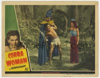 9y356 COBRA WOMAN LC 1944 sexy Maria Montez watches Lon Chaney in wacky outfit grab Sabu!