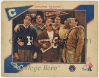 9y357 COLLEGE HERO LC 1927 wacky cross-eyed Ben Turpin singing with college fraternity boys!