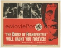 9y367 CURSE OF FRANKENSTEIN LC #3 1957 Peter Cushing, cool close up monster artwork + 3 scenes!