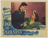 9y431 EDGE OF DARKNESS LC 1942 scared Nancy Coleman stares up at creepy Helmut Dantine!