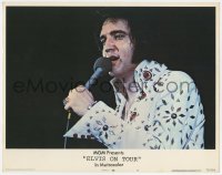 9y433 ELVIS ON TOUR LC #6 1972 great close up of aging Elvis Presley singing into microphone!