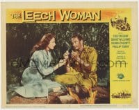 9y618 LEECH WOMAN LC #6 1960 worried Coleen Gray & John Van Dreelen by campfire in the jungle!