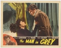 9y661 MAN IN GREY LC 1945 menacing James Mason stands over Margaret Lockwood!