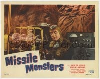 9y696 MISSILE MONSTERS LC #4 1958 great close up of wacky alien with machines in laboratory!