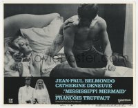 9y697 MISSISSIPPI MERMAID LC #2 1970 Truffaut, c/u of barechested Belmondo & Deneuve in bed!