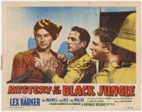 9y710 MYSTERY OF THE BLACK JUNGLE LC #5 1955 great close up of Lex Barker wearing turban!