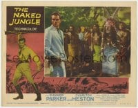 9y713 NAKED JUNGLE LC #8 R1960 Charlton Heston holding spear with Amazon native tribe!