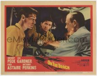 9y740 ON THE BEACH LC #3 1959 c/u of Gregory Peck, Fred Astaire & Anthony Perkins in submarine!