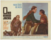 9y743 ONE EYED JACKS LC #2 1961 c/u of star & director Marlon Brando with Pina Pellicer!