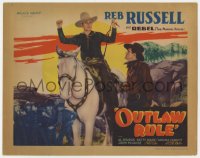 9y139 OUTLAW RULE TC 1935 cowboy Reb Russell on Rebel The Marvel Horse held at gunpoint!