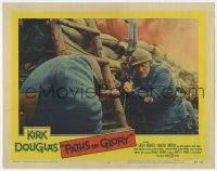 9y750 PATHS OF GLORY LC #2 1958 Stanley Kubrick, Kirk Douglas in trench about to attack the Anthill