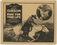 9y162 RIDE FOR YOUR LIFE TC 1925 close portrait of Hoot Gibson & art of him riding his horse!