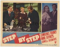 9y850 STEP BY STEP LC #6 1946 Myrna Dell & two men find something interesting inside a shoe!