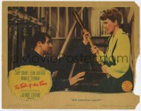 9y868 TALK OF THE TOWN LC 1942 soaking wet Cary Grant grabs Jean Arthur holding baseball bat!