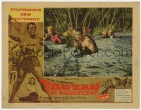 9y875 TARZAN THE MAGNIFICENT LAMINATED LC #2 1960 Gordon Scott leads adventurers through the river!