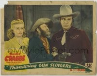 9y901 THUNDERING GUN SLINGERS LC 1944 Buster Crabbe pointing gun, Fuzzy St. John, Frances Gladwin