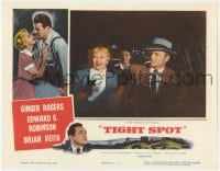 9y902 TIGHT SPOT LC 1955 happy Ginger Rogers with Brian Keith & Lucy Marlow in car!