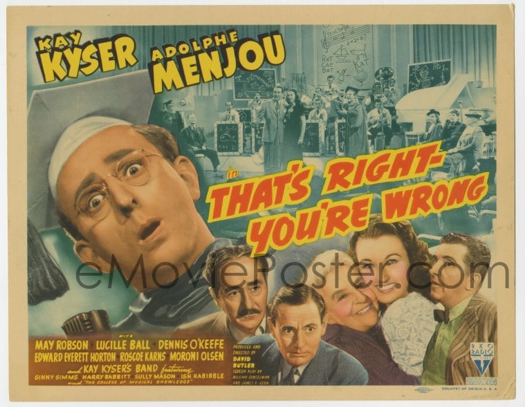 9y214 Thats Right Youre Wrong Tc 1939 Kay Kyser Adolphe Menjou Lucille