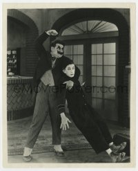 1a110 BELL HOP 8x10 still 1921 angry Oliver Hardy grabs Larry Semon to beat him into the ground!