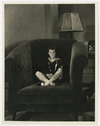 1a144 BRATS 8x10.25 still 1930 wacky image of tiny Stan Laurel sitting in gigantic chair!