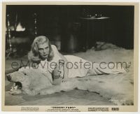 1a232 DESERT FURY 8x10 still R1958 c/u of sexy Lizabeth Scott full-length smoking on bear rug!