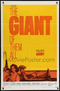 1b385 GIANT int'l 1sh R1970 James Dean, Elizabeth Taylor, Rock Hudson, directed by George Stevens!